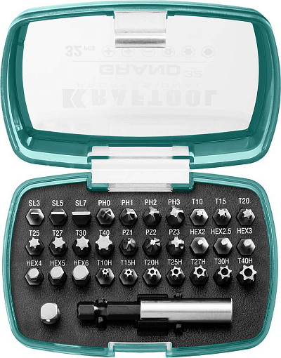 Фото 0 товара Набор бит с магнитным адаптером KRAFTOOL, 26083-H32 32 шт., CrMo