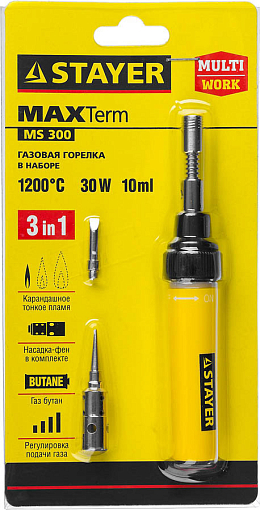 Фото 7 товара Паяльник газовый Maxterm 55506-H4STAYER 3 в 1, 1300°C