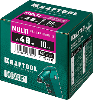 Многозажимные алюминиевые заклепки KRAFTOOL Multi (Al5052) 311702-48-10 4.8 х 10 мм, 500 шт. - фото 3