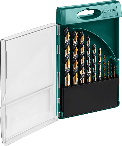 Фото 0 товара Набор сверл по металлу KRAFTOOL 29656-H10 10 шт. (1-10 мм), класс A, HSS-Co(8%)