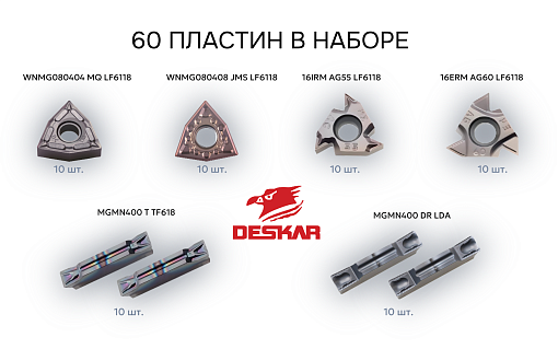 Фото 6 товара Набор резцов токарных 25х25 мм с пластинами по металлу (нержавейка+сталь) DESKAR