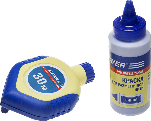 Фото 0 товара Шнур-отвес разметочный STAYER 30 м, набор, краска 115 гр., двухкомпонентный корпус, 2-06383-H2
