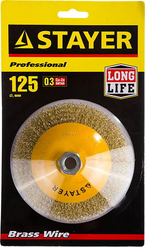 Фото 1 товара Щетка коническая для УШМ STAYER 125 мм,35133-125 Профессионал