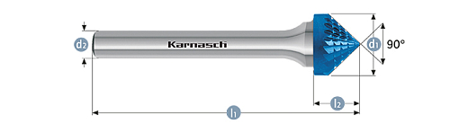Фото 0 товара Борфреза коническая Blue-Tec тип K KSK 12х7 dхв=6 Lобщ=55 Karnash арт. 11.5111-020