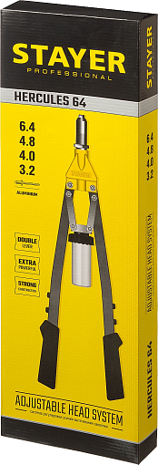 Фото 4 товара Заклепочник двуручный усиленный 3106_z01 Professional STAYER заклепки 3.2-6.4 мм - алюминий и сталь, 3.2-4.8 мм - нерж. сталь