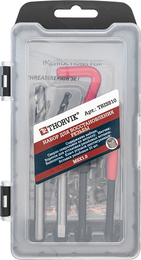 Фото 2 товара Набор для восстановления резьбы M8x1.0, 25 предметов, THORVIK