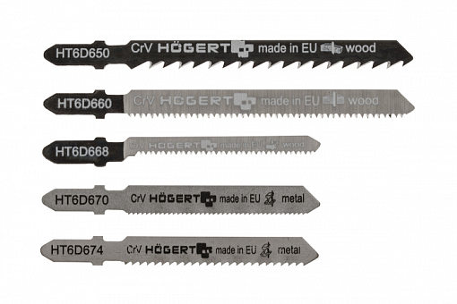 Фото 0 товара Набор полотен для электролобзика по металлу, дереву, 5 шт. HOEGERT