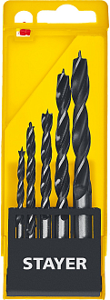 Набор спиральных сверл по дереву "M-type" STAYER 5 шт., 4-5-6-8-10 мм, 2942-H5_z02 Professional - фото 1