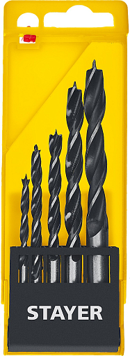Фото 0 товара Набор спиральных сверл по дереву "M-type" STAYER 5 шт., 4-5-6-8-10 мм, 2942-H5_z02 Professional