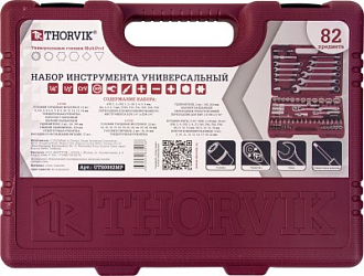 Универсальный набор инструментов 1/4", 1/2"DR с головками торцевыми MultiProf (82 предмета) THORVIK арт. UTS0082MP - фото 3