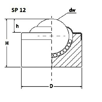 Шариковая опора (без фланца) SP 12 B-D-NF TECHNIX - фото 2