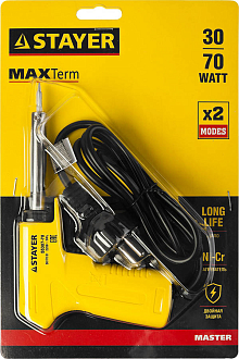 STAYER 30/70 Вт, 220 В, конус, двухкомпонентная рукоятка, электропаяльник Maxterm 55307-70 Master - фото 4