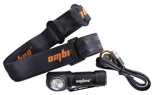 Фото 0 товара Фонарь светодиодный аккумуляторный, налобный, со световым пучком 350 Лм, Ombra