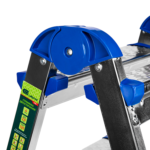 Фото 3 товара Стремянка двухсторонняя 4 ступени, сталь профиль, стальные ступени, Россия Сибртех