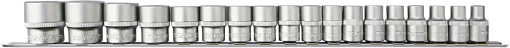Фото 0 товара Набор головок торцевых 1/2"DR на держателе, 8-32 мм, 18 предметов, THORVIK
