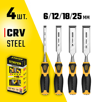 Набор стамесок 18205-H4 Professional STAYER 4 шт, 6/12/18/25 мм - фото 1
