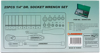 Набор головок торцевых стандартных и глубоких 1/4"DR, 4-13 мм, 25 предметов, Jonnesway - фото 4