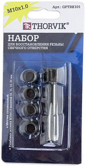 Набор для восстановления резьбы свечного отверстия М10х1.0, 5 предметов, THORVIK - фото 3
