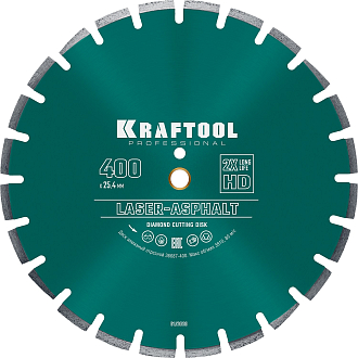 Диск отрезной LASER-ASPHALT KRAFTOOL 36687-400 400Х25.4 мм, алмазный, сегментный, по асфальту - фото 1