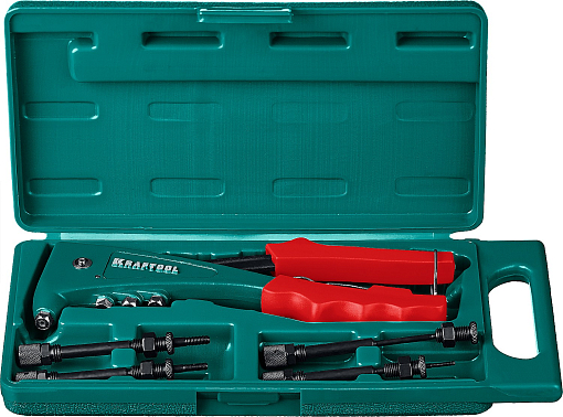 Фото 4 товара Заклепочник 31180 KRAFTOOL резьбовые заклепки М3-М6, вытяжные 2.4-4.8 мм из алюминия, стали, нерж. стали