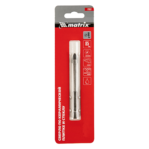 Фото 3 товара Сверло по керамической плитке и стеклу, 8 мм, шестигранный хвостовик Matrix