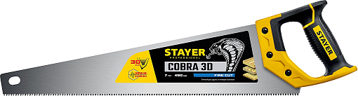 Фото 0 товара Ножовка универсальная (пила) COBRA 3D STAYER 7 TPI, 450 мм, 1512-45_z01 Professional
