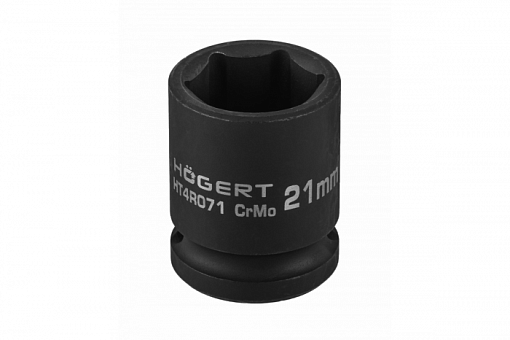 Фото 0 товара Головка торцевая ударная шестигранная 1/2", 21 мм, DIN 3121, CrMo HOEGERT