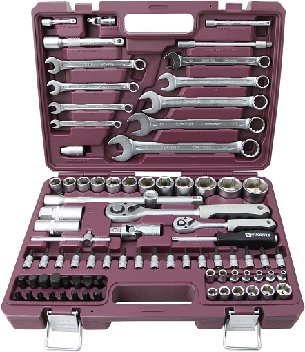 Фото 1 товара Набор инструмента универсальный 1/4", 1/2"DR, 82 предмета, THORVIK