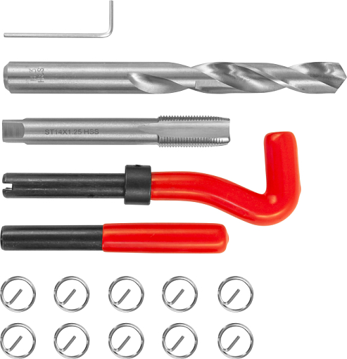 Фото 0 товара Набор для восстановления резьбы M14x1.25, 15 предметов, THORVIK