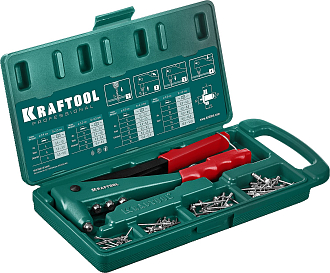 Литой заклепочник KRAFTOOL заклепки 2.4-4.8 мм - алюминий и сталь; 2.4-4.0 мм - нерж. сталь, в кейсе, с набором заклепок 31170-H6_z01 - фото 6