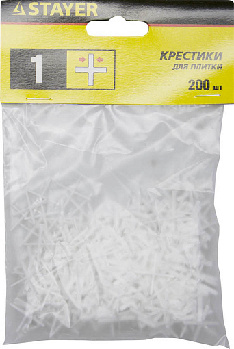Фото 0 товара Крестики для кафельной плитки STAYER 1 мм,3380-1 Х-образные, 200 шт.