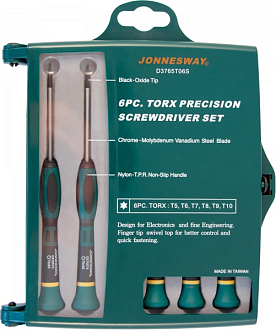Набор отверток для точной механики TORX®, 65 мм, 6 предметов, Jonnesway - фото 1