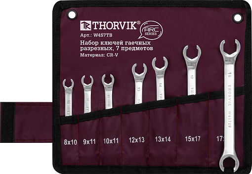 Фото 0 товара Набор ключей гаечных разрезных серии ARC в сумке, 8-19 мм, 7 предметов, THORVIK