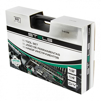 Набор инструментов, 1/2, 1/4, CrV, пластиковый кейс, 88 пред. Stels - фото 3