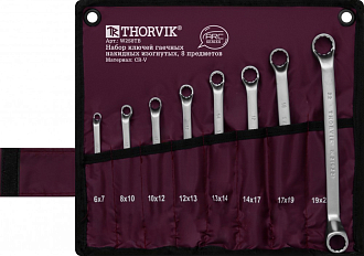 Набор ключей гаечных накидных изогнутых серии ARC в сумке, 6-22 мм, 8 предметов, THORVIK - фото 2