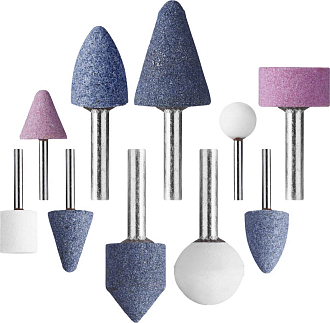 Набор абразивных мини-шарошек насадок STAYER 10 шт., хвостовик 3,2/6 мм, 2989-H10 - фото 1