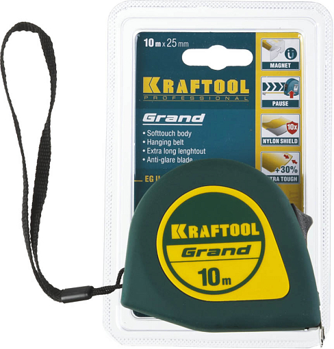 Фото 3 товара Рулетка KRAFTOOL GRAND 34022-10-25 10 м х 25 мм
