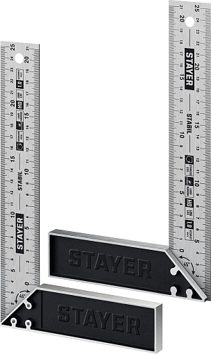 Фото 1 товара Столярный угольник с нержавеющим полотном STAYER 250 мм, STABIL 3431-25_z02