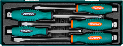 Фото 0 товара Набор отверток стержневых ударных, силовых под ключ, в ложементе, 5 предметов, Jonnesway