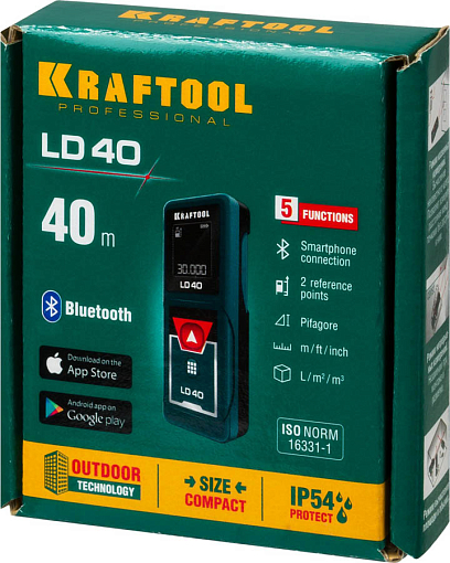 Фото 8 товара Лазерный дальномер KRAFTOOL LD-40 34763 дальность 5 см - 40 м, точность 1,5 мм