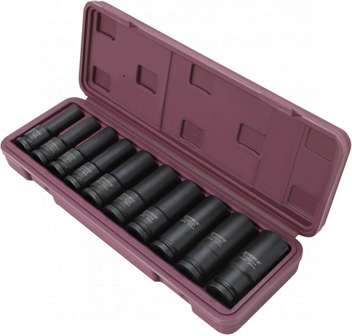 Фото 2 товара Набор головок торцевых ударных глубоких 1/2"DR, 10-24 мм, 10 предметов, THORVIK