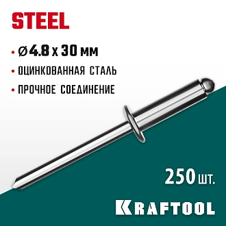 Стальные заклепки Steel KRAFTOOL 311703-48-30 4.8 х 30 мм, 250 шт. - фото 4