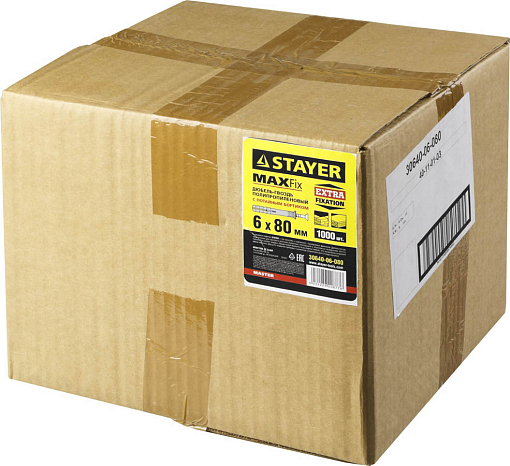 Фото 1 товара Дюбель-гвоздь полипропиленовый с потайным бортиком STAYER 80 x 6 мм, 1000 шт., 30640-06-080