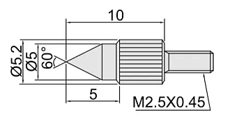 Наконечник для индикатора часового типа конический ф 5.2мм длина 5мм стальной, INSIZE - фото 2