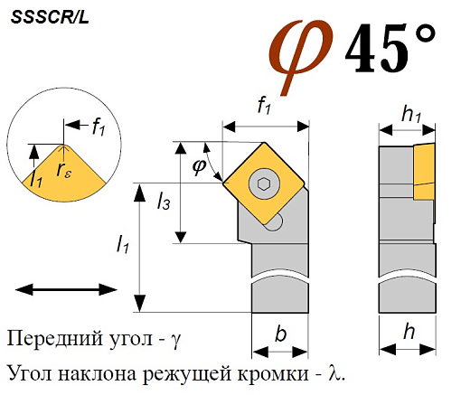 Фото 1 товара Резец SSSCR 2525 M10 проходной