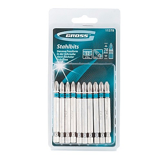 Набор бит РН2 х 70, сталь S2, 10 шт. Gross - фото 1