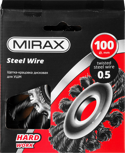 Фото 1 товара Щетка-крацовка дисковая для УШМ MIRAX 35140-100 100 мм