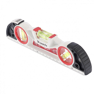 Уровень алюминиевый литой, фрезерованный, 3 глазка, две ударные площадки, 235 мм Matrix - фото 3