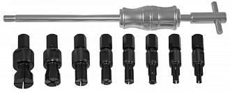 Съемник подшипников с цанговыми захватами за внутреннюю обойму и обратным молотком в наборе, диапазон захватов 8-30 мм, Jonnesway - фото 1