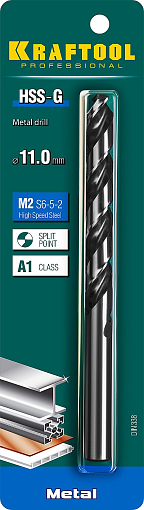 Фото 2 товара Сверло по металлу 29651-11 Pro KRAFTOOL 11 х 142 мм, HSS-G, сталь М2 (S6-5-2), класс A